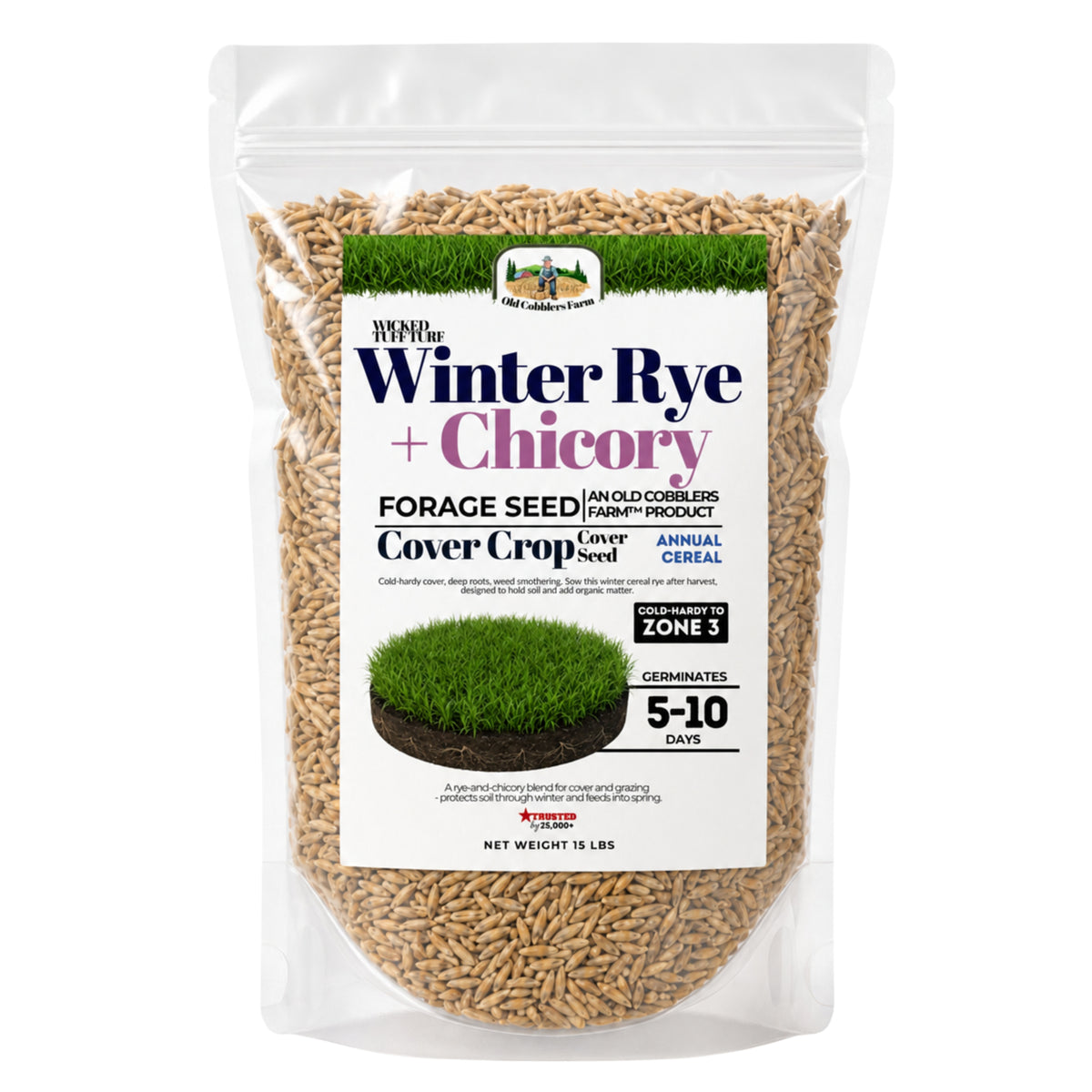 Wicked Tuff Turf Winter Rye + Chicory Seed Mix