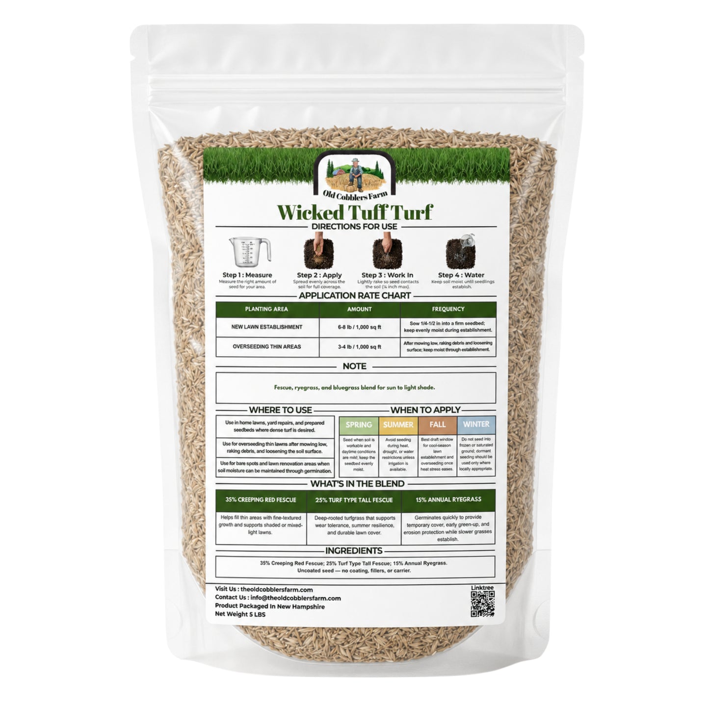 Wicked Tuff Turf All Purpose Lawn Mix Seed - VT Conservation Mix