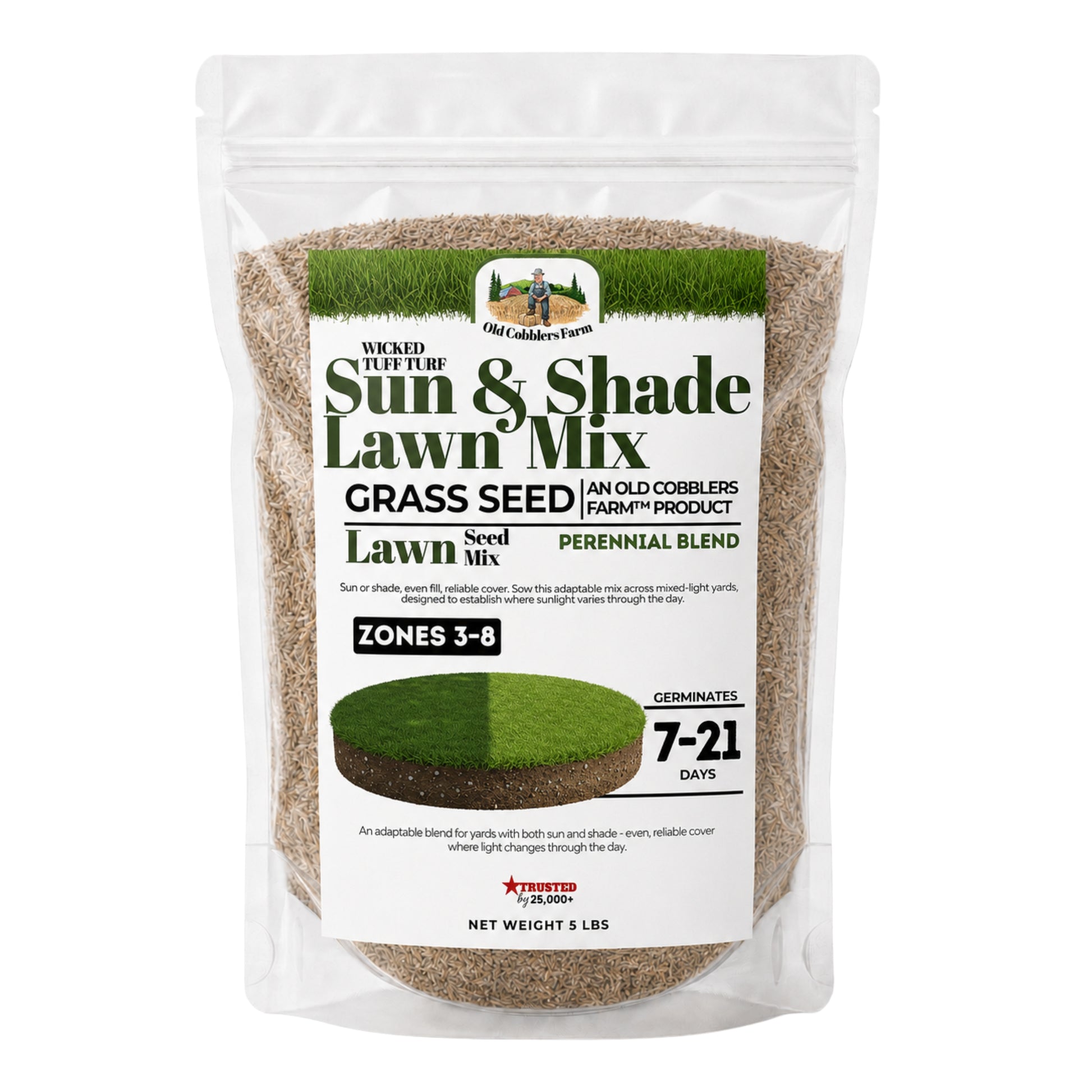 Wicked Tuff Turf Sun & Shade Grass Seed Mix - Old Cobblers Farm