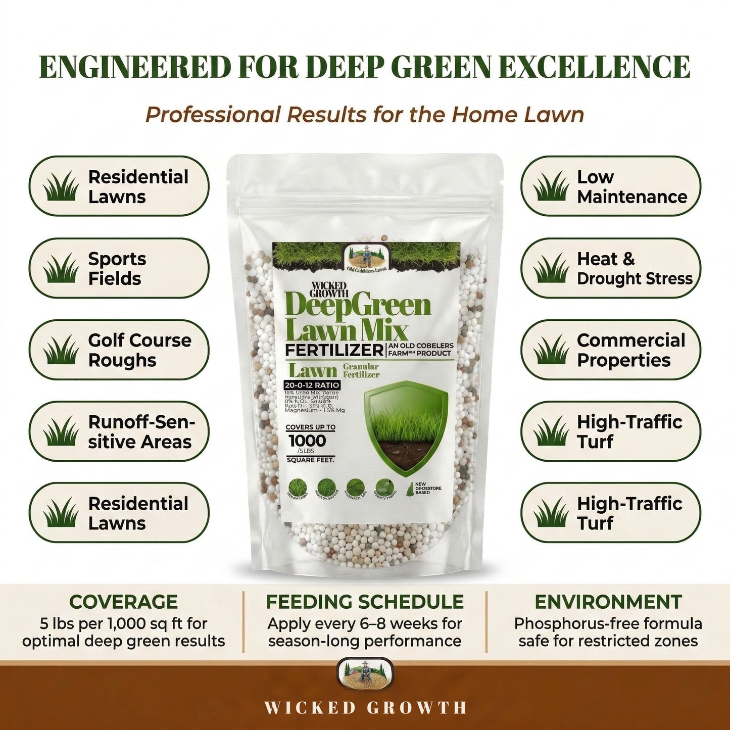 Wicked Growth Deep Green Lawn Mix 20-0-12 Fertilizer