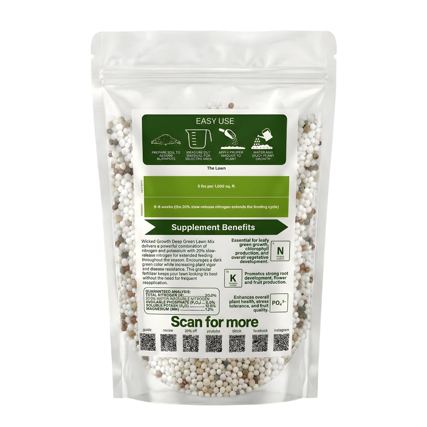 Wicked Growth Deep Green Lawn Mix 20-0-12 Fertilizer