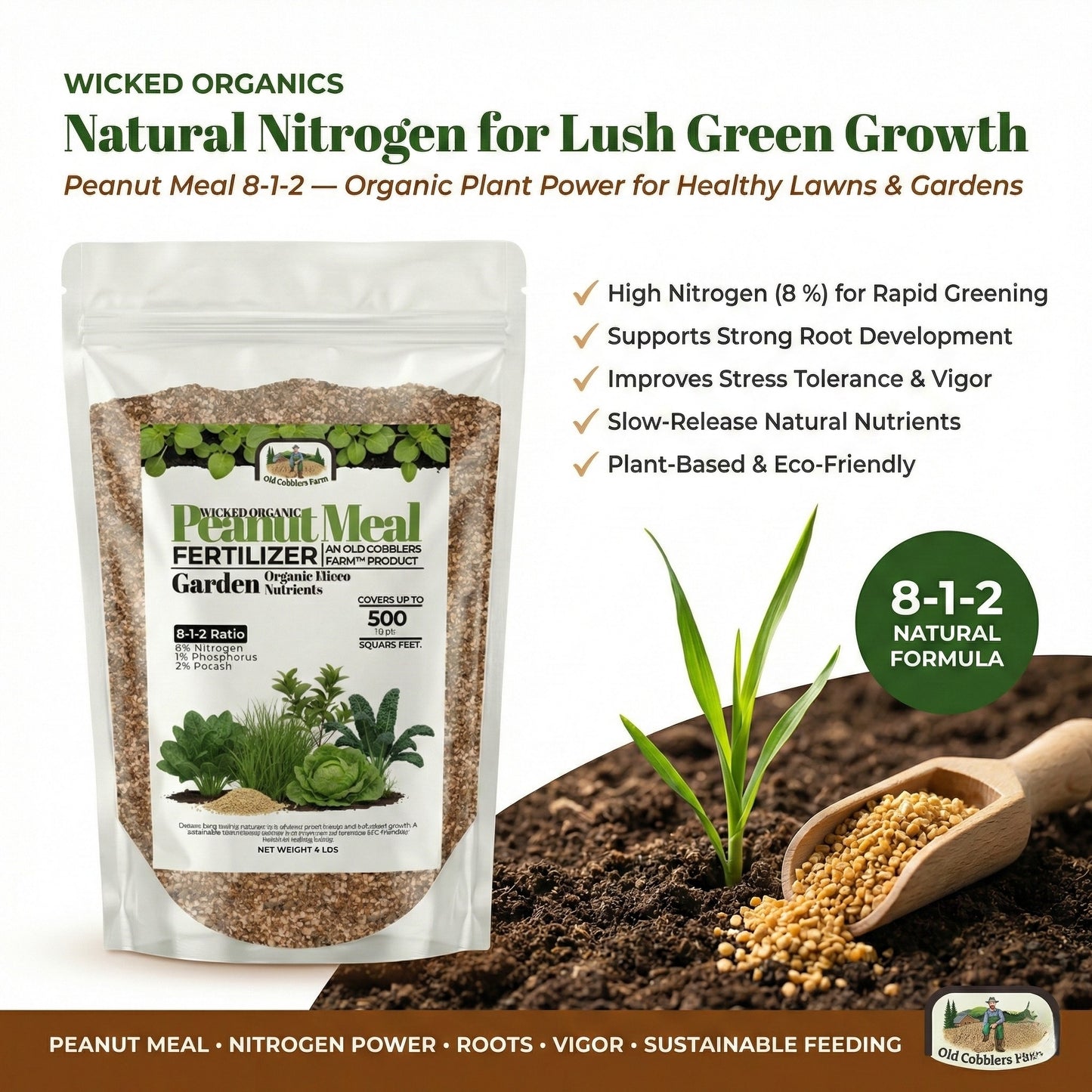 Wicked Organics Peanut Meal (Org.) 8-1-2 Fertilizer