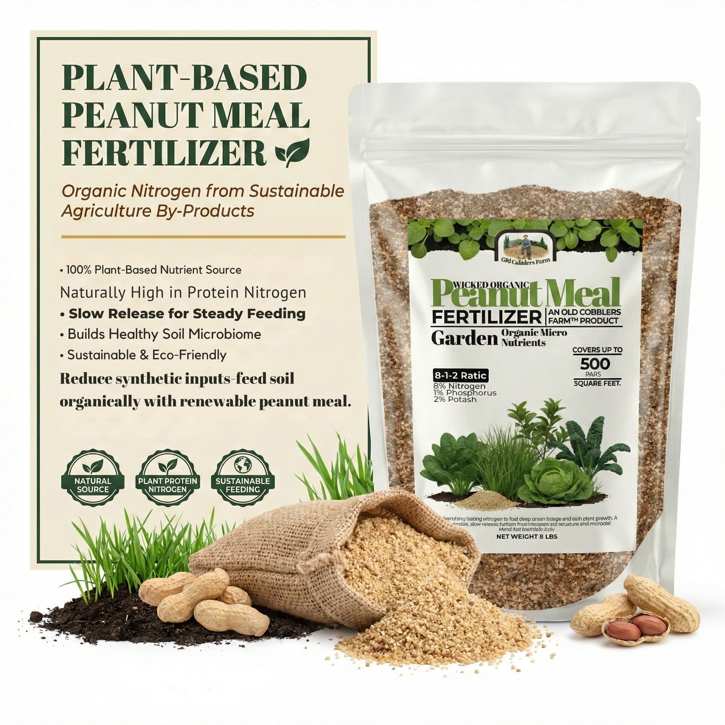 Wicked Organics Peanut Meal (Org.) 8-1-2 Fertilizer