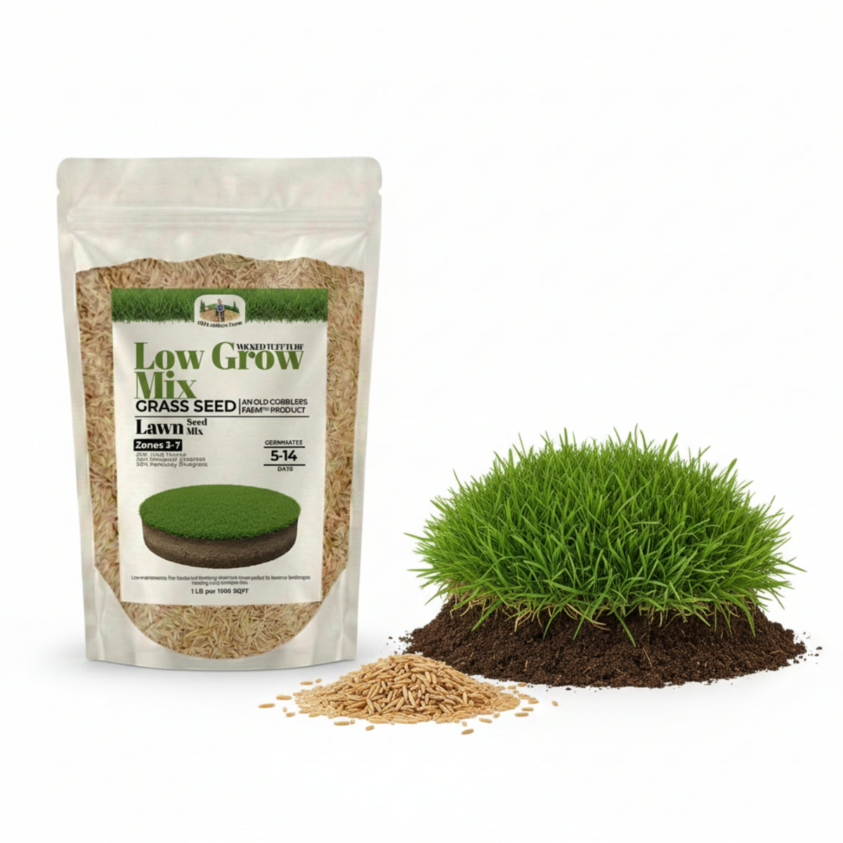 low growing grass seed Old Cobblers Farm™ Wicked Tuff Turf Low Grow Mix