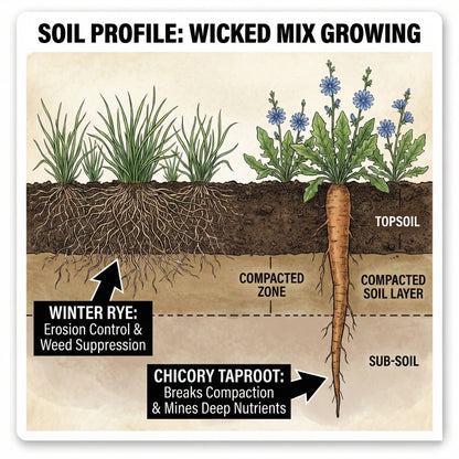 Wicked Tuff Turf Winter Rye + Chicory Seed Mix