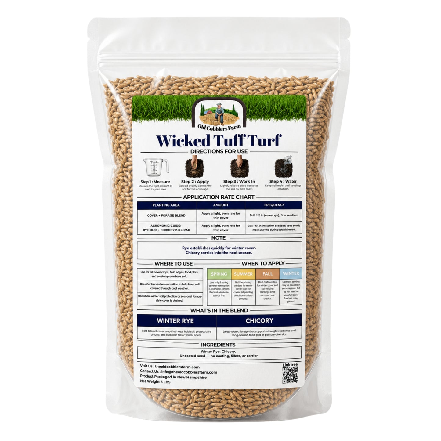 Wicked Tuff Turf Winter Rye + Chicory Seed Mix